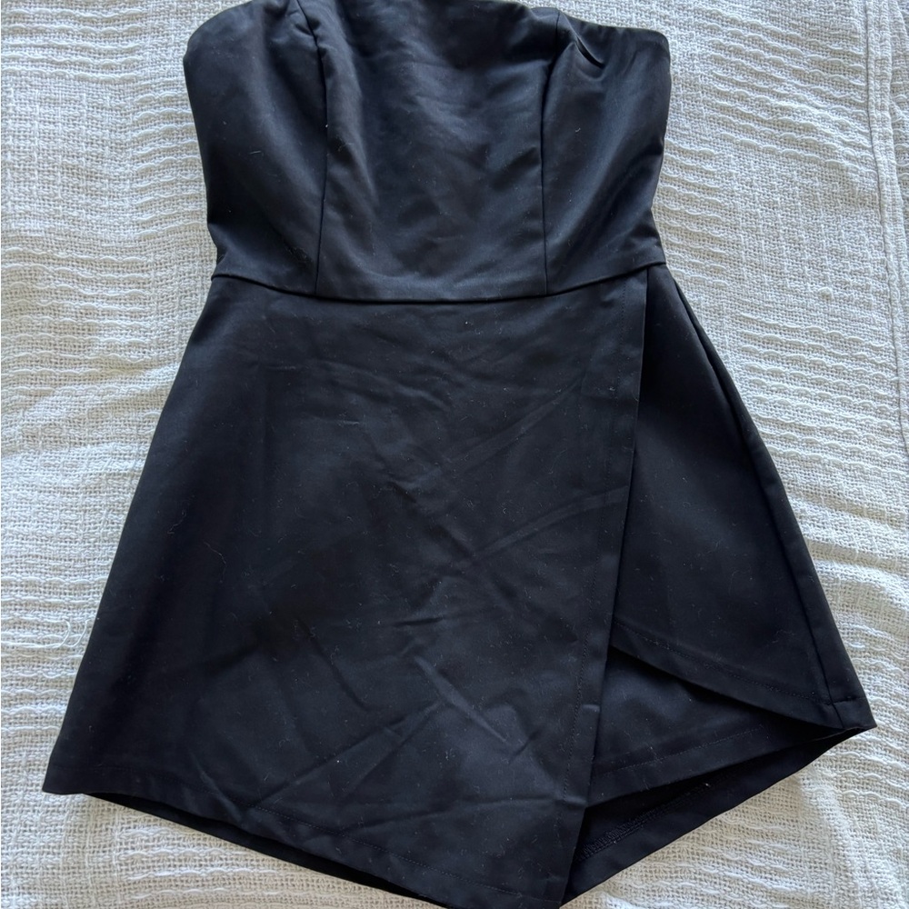 Elegant Black Strapless Romper